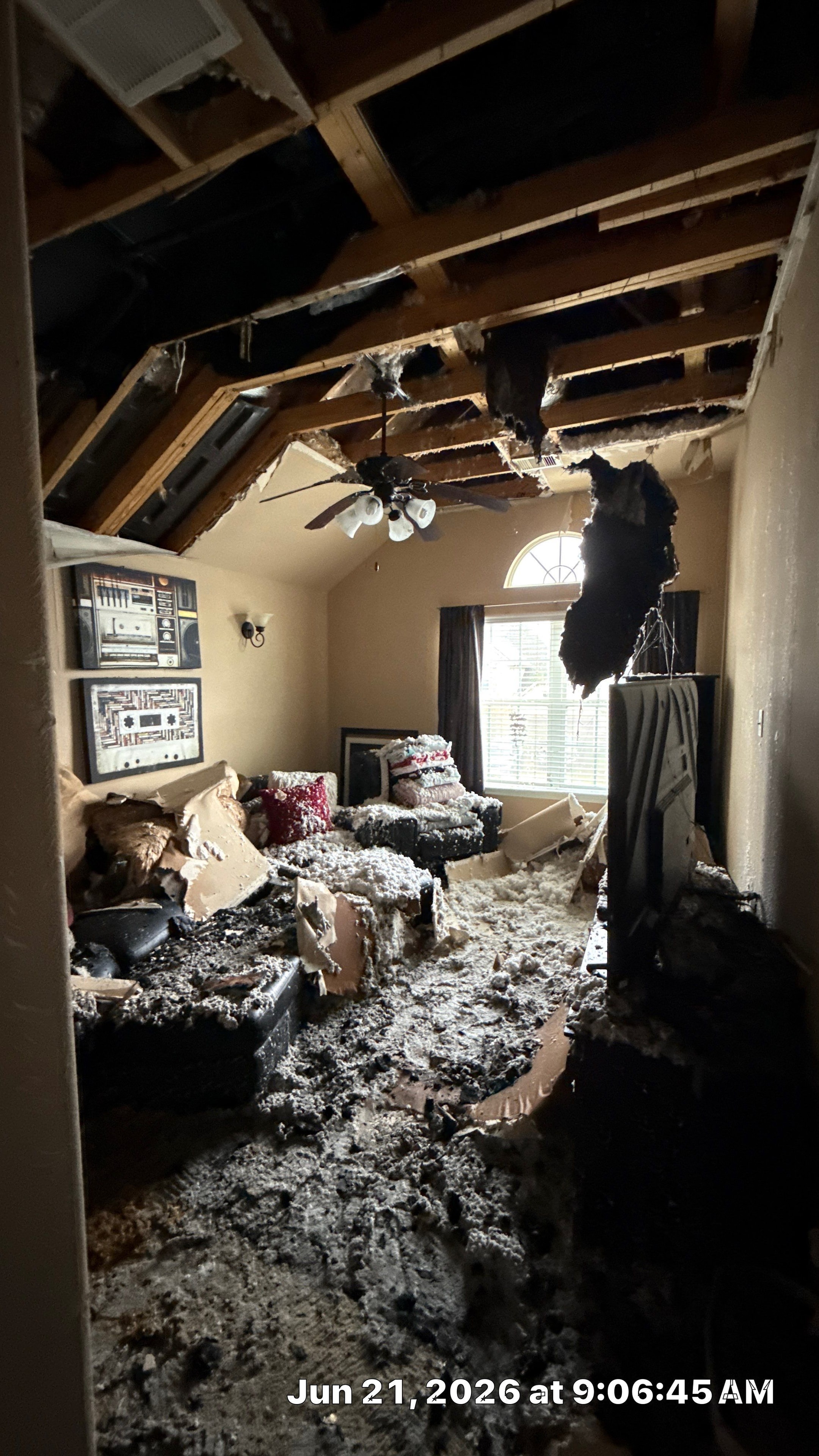 Fire damage restoration project