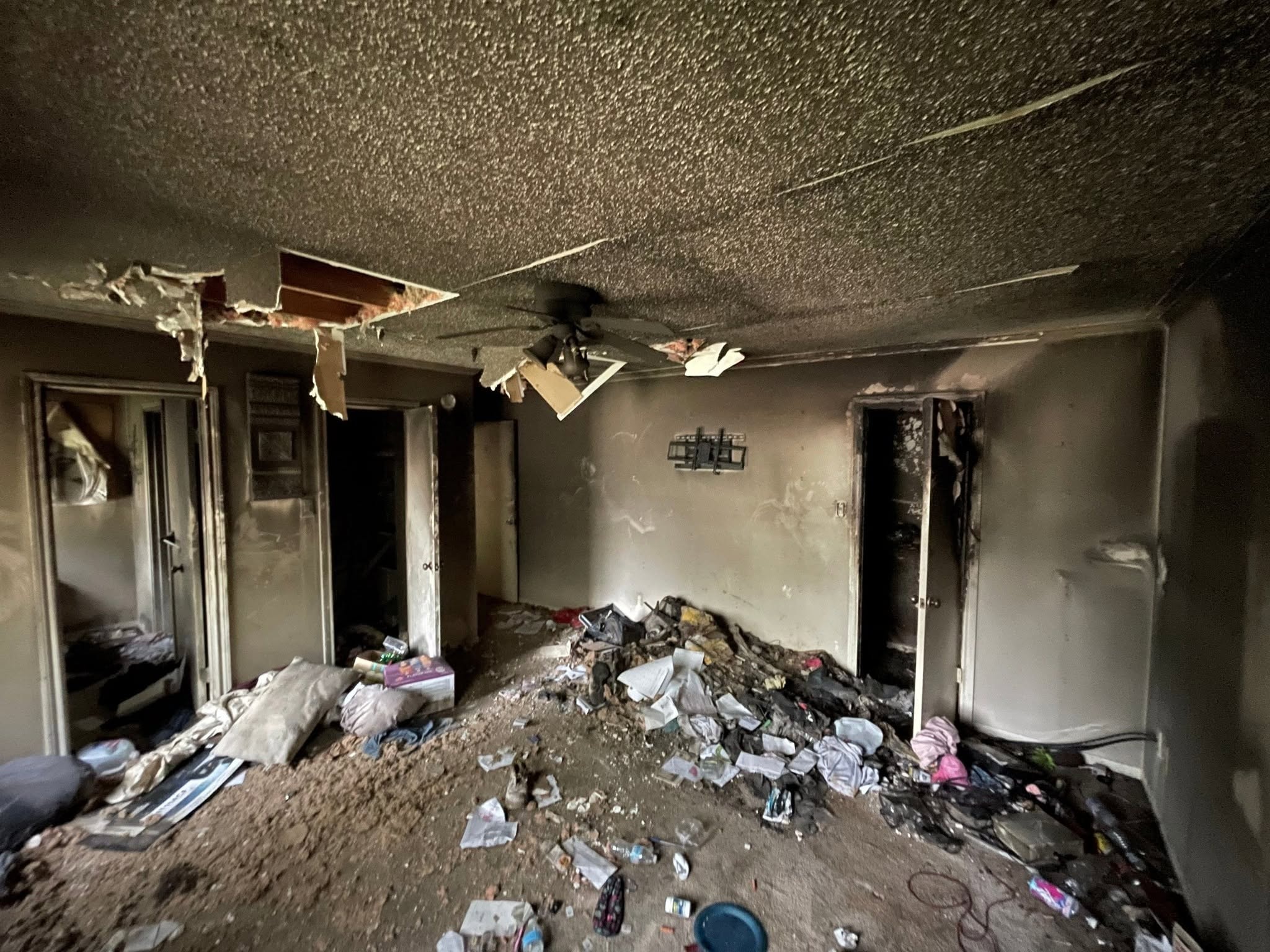 Fire damage restoration project