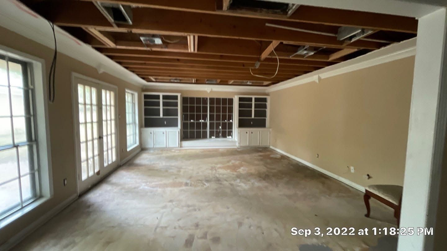 Fire damage restoration project