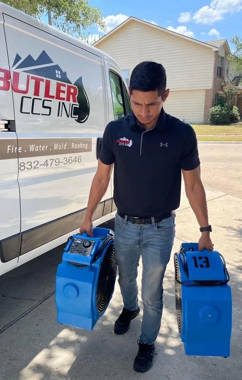 Water damage restoration project — before and after