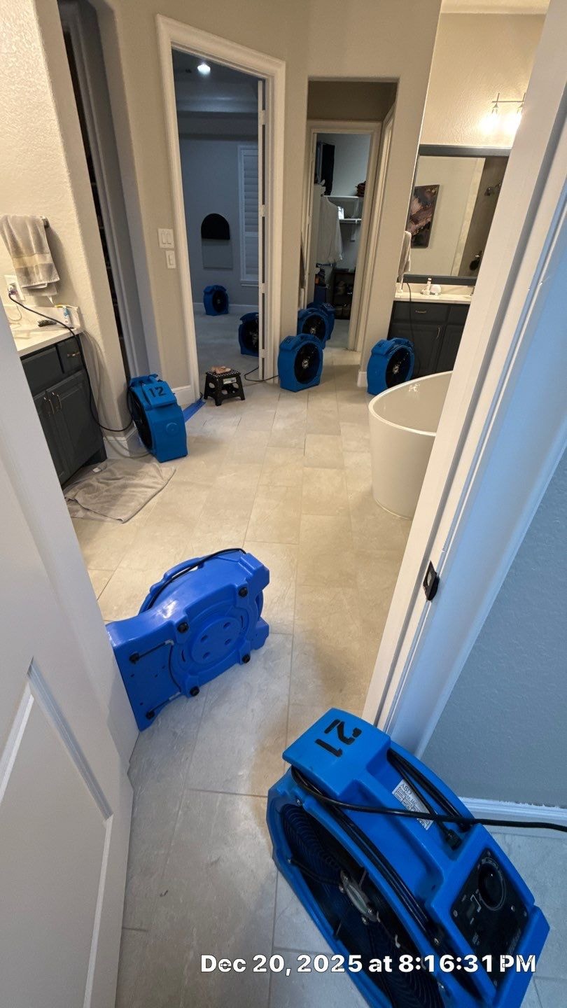 Blue air movers deployed during water and air quality restoration